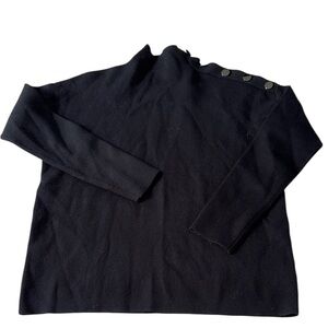 Tahari Black High Neck Button-Shoulder Sweater Size Small